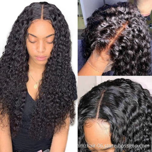 Raw Indian Virgin Human Hair Wigs Swiss Lace Front Pre Plucked With Baby Hair Full HD Lace Closure Human HairWig Bleached Knots